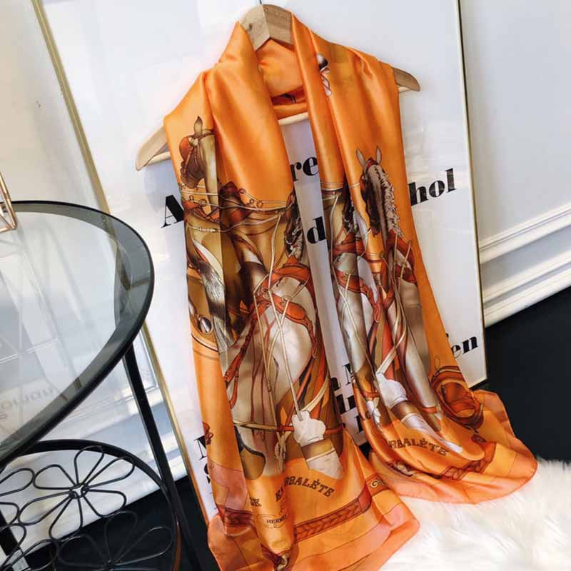 

Orange Vacation Print Letter Scarf