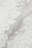 Combinaisons mode sexy patchwork paillettes transparent col roulé régulier blanc