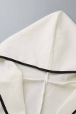 White Fashion Casual Solid Patchwork Hooded Collar Outerwear