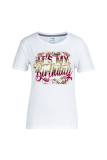 T-shirt con collo a lettera O patchwork con stampa vintage Red Street
