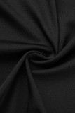 Noir Casual Sportswear Imprimé Patchwork Fermeture Éclair Fermeture Éclair Col Manches Longues Deux Pièces