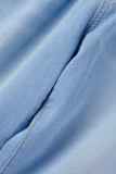 Jean bleu clair en denim coupe botte taille haute patchwork uni décontracté