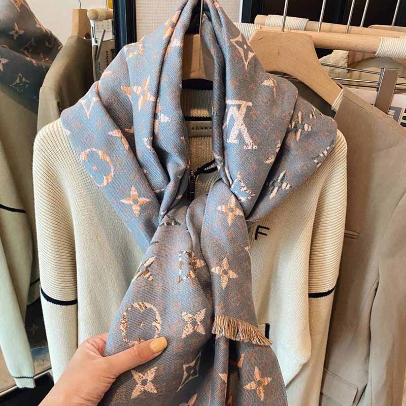 

Pink Gray Casual Print Tassel Letter Scarf