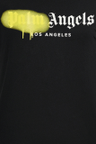 Camisetas pretas de rua com estampa vintage patchwork letra O decote