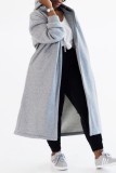 Prendas de abrigo de cuello con capucha de cárdigan sólido informal gris