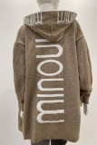 Light Brown Casual Street Print Patchwork Hooded Collar Outerwear