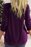 Purple Casual Solid Sequins Patchwork Asymmetrical Collar Tops