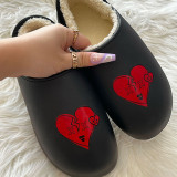 Black Red Casual Living Patchwork Printing Round Keep Warm Shoes