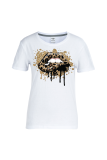 White Street Vintage Leopard Lips Stampato Patchwork O Collo T-shirt