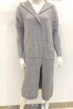 Vêtement d'extérieur à col à capuche et patchwork imprimé décontracté gris foncé