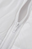 Vêtement d'extérieur décontracté à col roulé à fermeture éclair en patchwork blanc