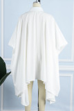 Robe irrégulière à col rabattu asymétrique à boucle patchwork solide décontractée blanche Robes grande taille