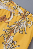 Due pezzi manica lunga colletto rovesciato patchwork stampa oro casual