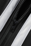 Due pezzi manica lunga colletto con cerniera patchwork stampa casual nero