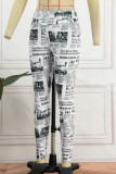 Pantaloni skinny a vita alta con stampa a matita nera Street Print
