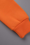Оранжевые повседневные однотонные уличные топы в стиле пэчворк с круглым вырезом и вышивкой