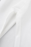 Weiße sexy solide ausgehöhlte Patchwork-Schlitz-O-Ausschnitt-Bleistiftrock-Kleider