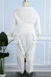 Witte Sexy Street Solid Pocket Asymmetrische Schuine Kraag Harlan Jumpsuits