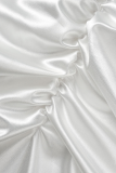 Vestidos de sereia trompete branco com decote em V e abertura alta