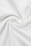 ホワイト セクシー ソリッド 中空パッチワーク スリット O ネック ペンシル スカート ドレス