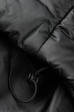 Black Casual Solid Patchwork Zipper Collar Tops
