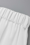 Белые повседневные однотонные лоскутные отложные воротники с длинным рукавом из двух частей