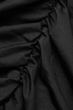 Robes à manches longues à col rond et dos nu décontractées noires