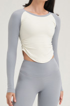Weiß Grau Casual Sportswear Einfarbig Patchwork Asymmetrisch