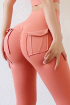 Mandarinröd Casual Sportswear Solid Patchwork-ficka