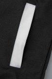 Colarinho cinza estampado casual patchwork com zíper manga longa duas peças