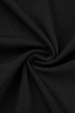 ブラック カジュアル プリント パッチワーク ジッパー カラー ロングスリーブ ツーピース
