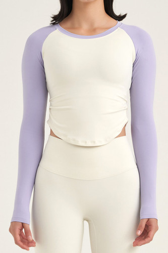 Light Purple Casual Sportswear Solid Patchwork Asymmetrical