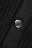 Vestidos de saia lápis preto com fivela sólida e decote em V