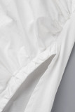 Black Sexy Casual Solid High Opening Fold Shirt Collar High Waist Tops