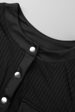 Schwarze Street Solid Buckle V-Ausschnitt Bleistiftrock Kleider