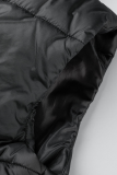 Black Casual Solid Patchwork Zipper Collar Tops