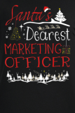 Chapéus de Papai Noel vintage de festa preta com estampa de árvore de Natal com letra O e camisetas com decote