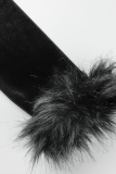 Mörkbrun sexiga solida fjädrar V-hals långärmad två delar