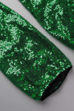 Trajes de patchwork de lentejuelas de fiesta sexy de día de Navidad verde