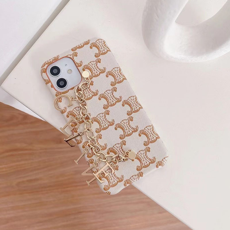 

White Fashion Simplicity Letter Print Chains Phone Case