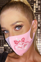 Roze Casual Street Patchwork Hot Drill-masker