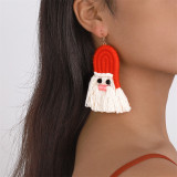 Red Casual Daily Patchwork Tassel Earrings