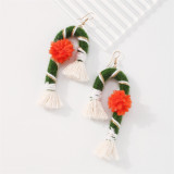 Green Casual Daily Party Patchwork Tassel Earrings