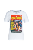 Svarta Casual Daily Print Patchwork O-hals T-shirts