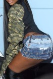 Камуфляжный сексуальный повседневный камуфляжный принт в стиле пэчворк Прозрачный комбинезон с круглым вырезом