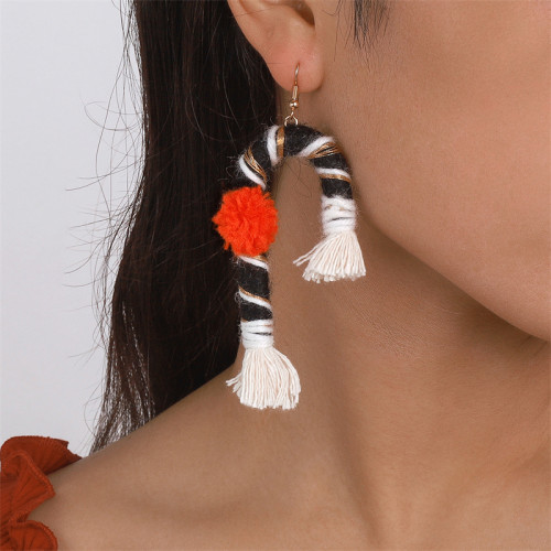 Black Casual Daily Party Patchwork Tassel Earrings