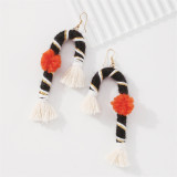 Red Casual Daily Party Patchwork Tassel Earrings