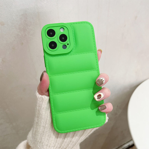 Estojo de telefone de patchwork sólido casual verde