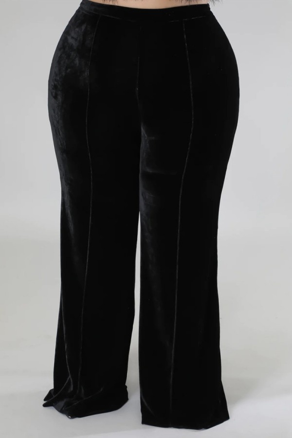 Pantaloni neri casual con patchwork di taglie forti