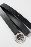 Schwarzer, eleganter, solider Patchwork-Overall mit Gürtel und halbem Rollkragen